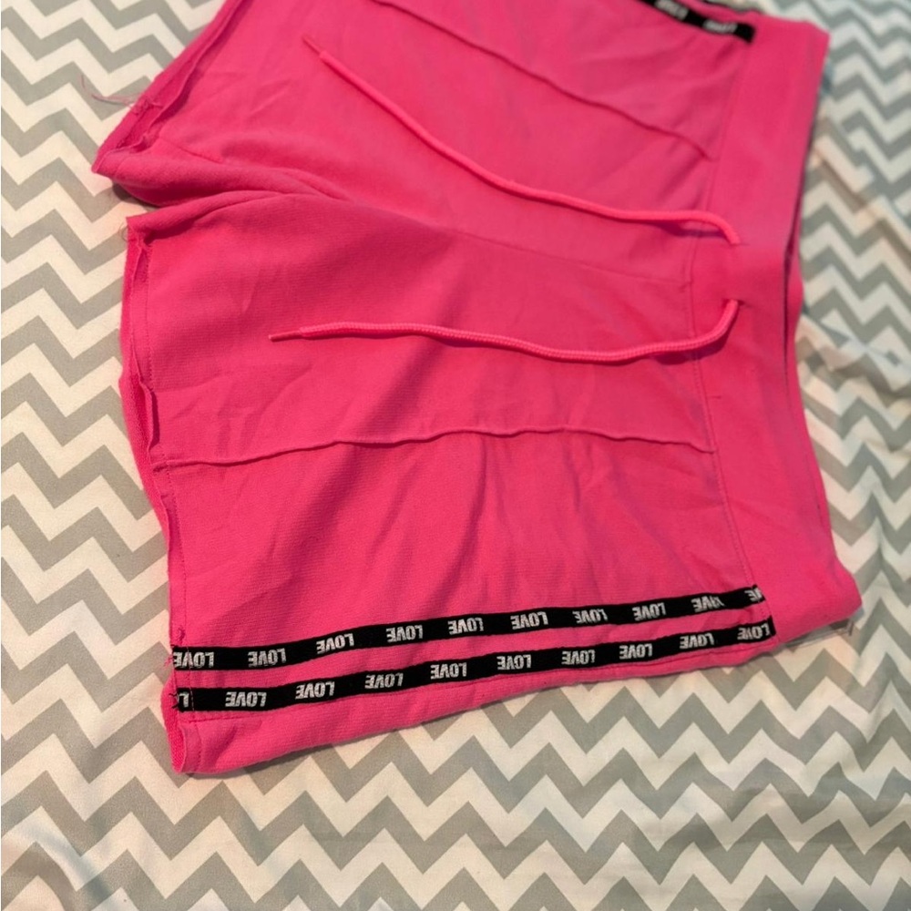 No Boundaries Pink Shorts with Black LOVE Detail